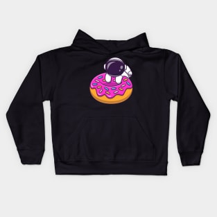 Cute Astronaut With Doughnut Cartoon Kids Hoodie